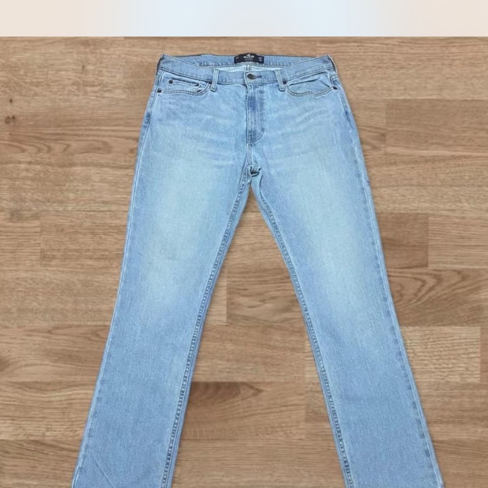 Hollister Slim Straight Denim Jeans - Light Blue